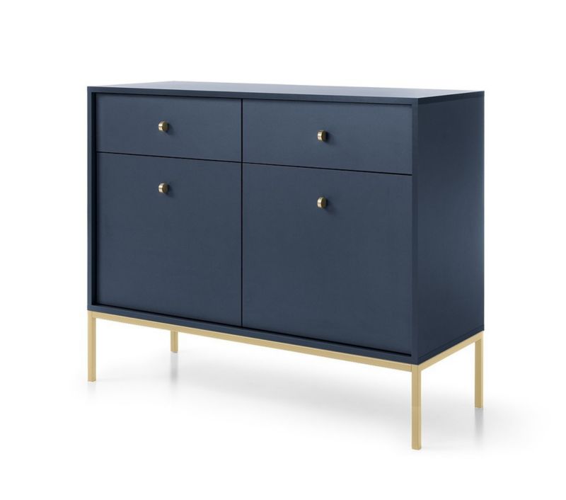 Komoda dwudrzwiowa z szufladami Bettso Molly 104 cm na złotym stelażu granatowy 1szt.