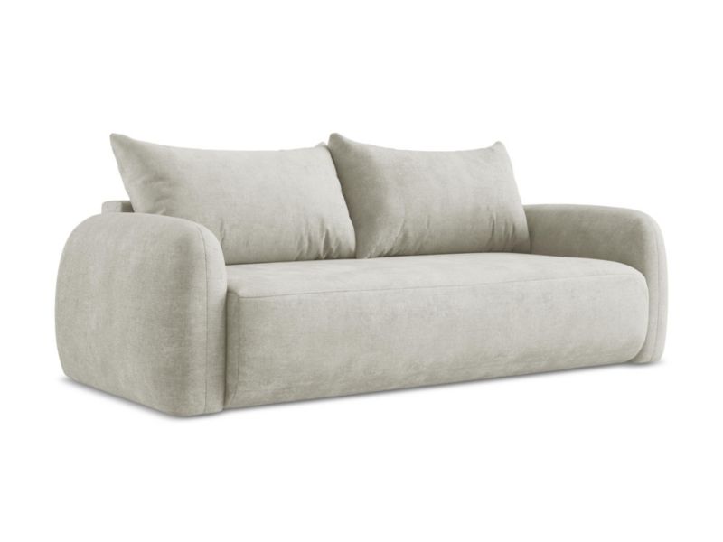 Kanapa 3-osobowa z funkcją spania LaMiaSofa Amalfi z tkaniny szenilowej 250x112 cm perłowy 1 szt.