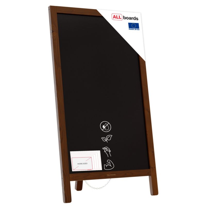 Potykacz stojak reklamowy kredowy 78x44 cm ALLboards rama klasyczny brąz 1 szt.