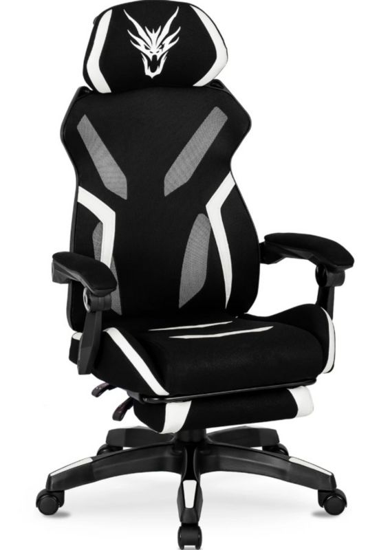 Fotel Gamingowy Maximo Mebel Elite Obrotowy Czarny/Biały 1 szt