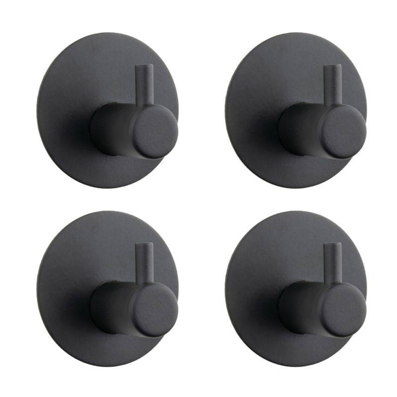 4 x Wieszak łazienkowy B&B ścienny samoprzylepny czarny metalowy 4 szt