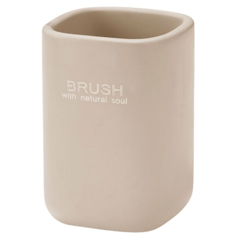 Kubek Na Szczoteczki Do Zębów Berilo Beżowy Plastikowy 7,4X7,4X11 Cm 1Szt.