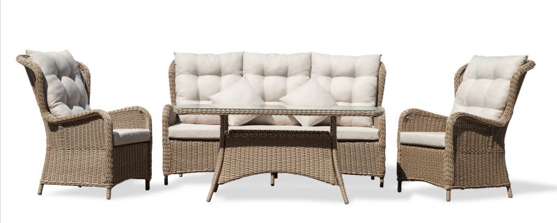 Zestaw ogrodowy Moja Ogrodownia Marbella 5-osobowy kolor piaskowy technorattan 1 kpl