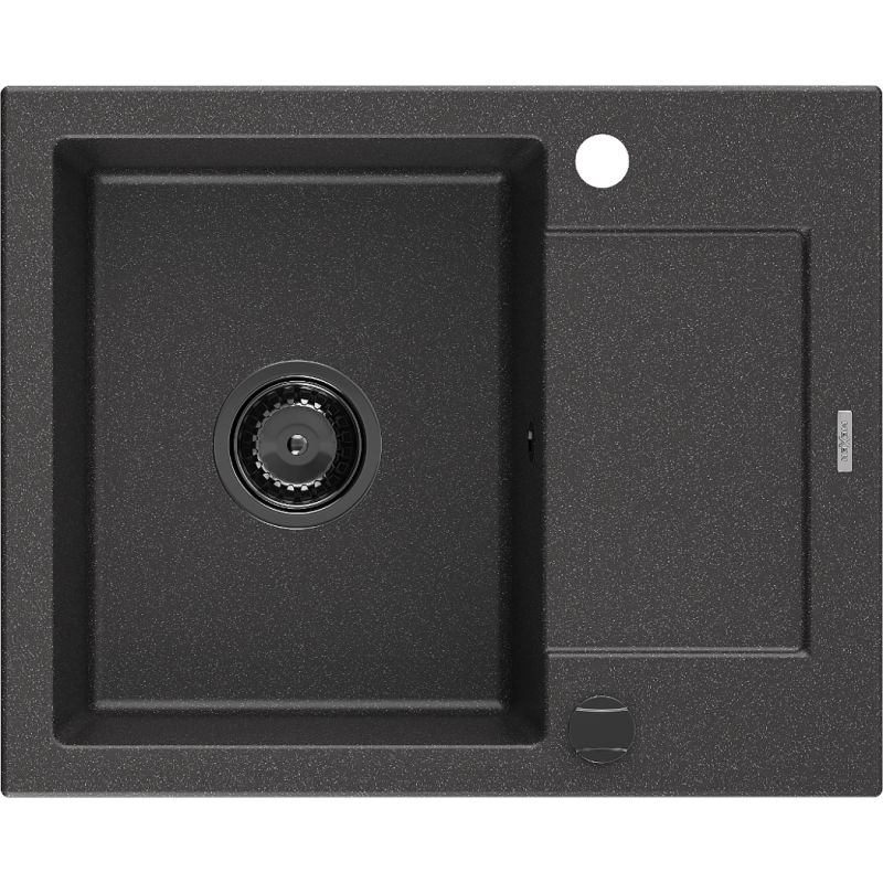 Zlewozmywak wpuszczany Mexen Enzo 1-komorowy czarny/srebrny metalik 576 x 465 mm - 6506571005-73-B 1 szt.