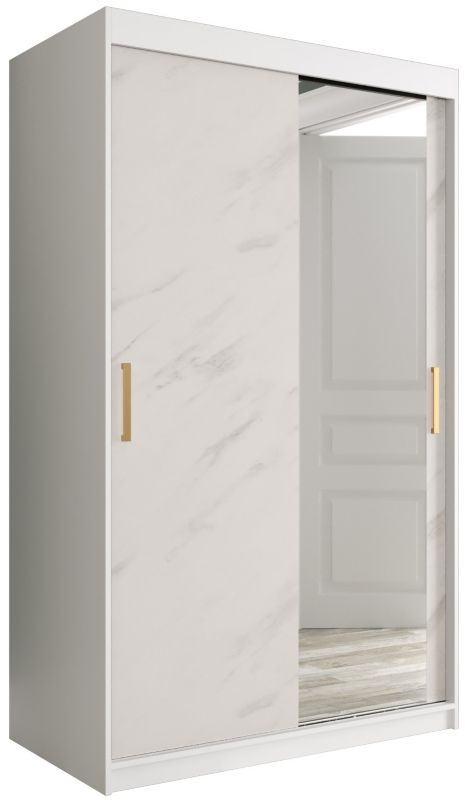 Szafa przesuwna Garderoba Abiks Marmur T2 120 biały + biały 1 szt.