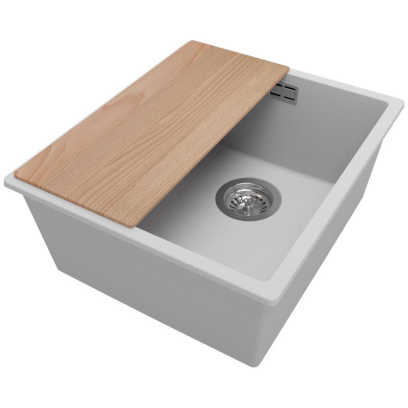 Zlewozmywak Londyn Slim PRIMAGRAN Nablatowy 41x47cm do szafki od 45cm z Syfonem i Dodatkiem Szary 1 szt.