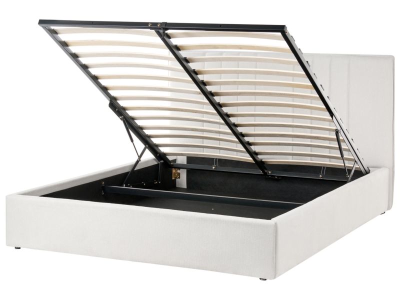 Łóżko z pojemnikiem Tarascon 140 x 200 cm Jasnobeżowy 1 szt.