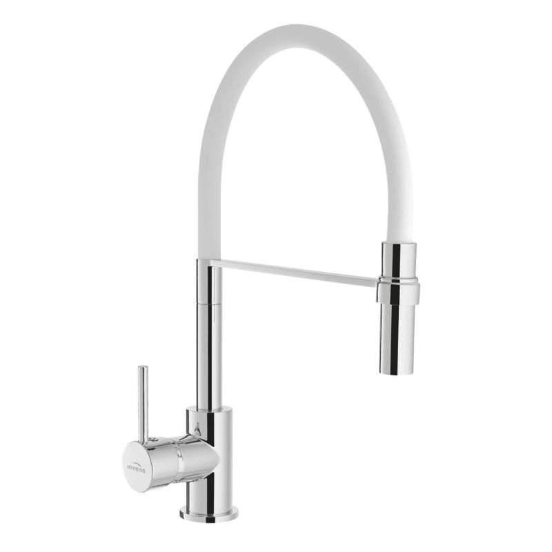 Bateria kuchenna zlewozmywakowa Invena Kameleon z ruchomą, wyciąganą wylewką biały 1 szt.