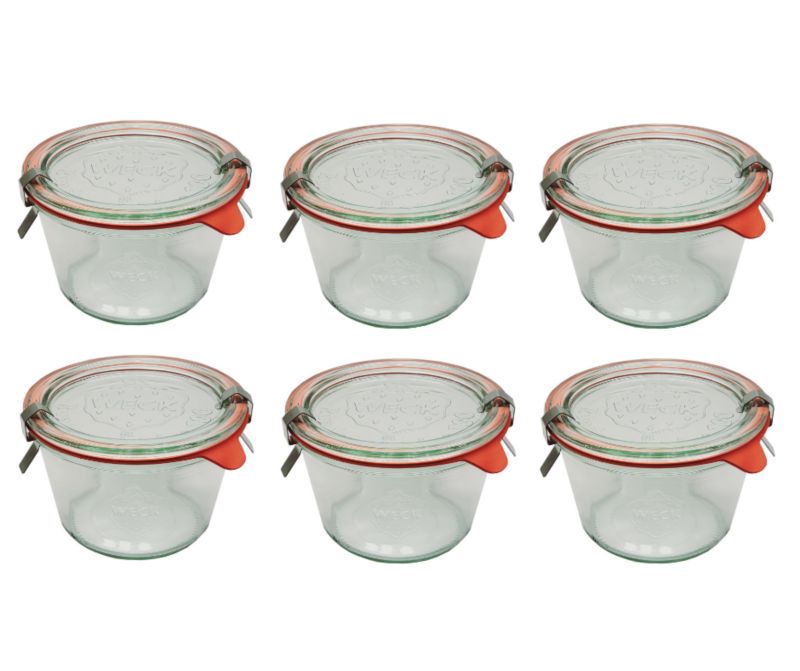 Słoiki MODO24 Weck 370 ml fi 100 mold szklane wieka gumki zapinki 6 kpl.
