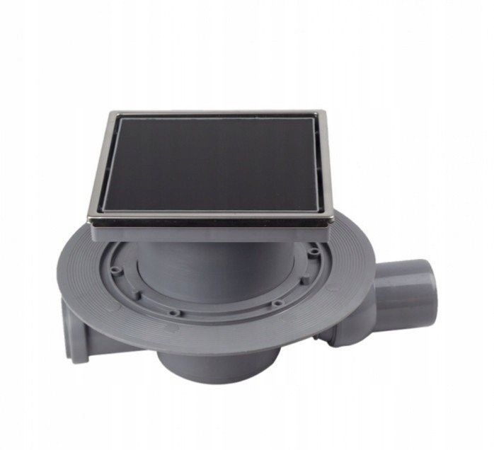 Odpływ kwadratowy prysznicowy Pestan Confluo Black Glass 2 Large 15 x 15 cm czarne szkło 1szt.