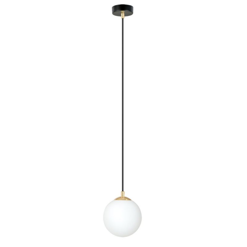 Lampa sufitowa wisząca Emibig Royal 9880 czarno-biała-złota kula szklana 1xE14 x 10W 1 szt.