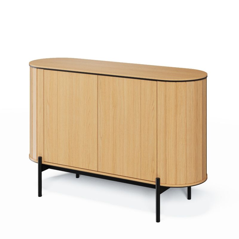 Komoda dwudrzwiowa ROTTO z zaokrąglonymi bokami na czarnych nóżkach