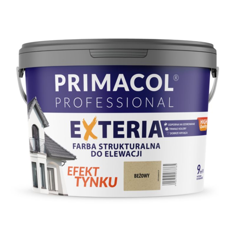 Elewacyjna farba strukturalna Exteria Primacol, fasadowa, kolor beżowy, 9l, 1 szt.