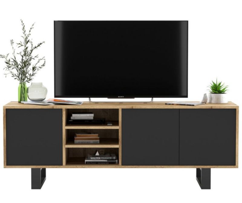 Szafka RTV Meble Lindner NILA 4 150 dąb wotan/grafit mat 1 szt.