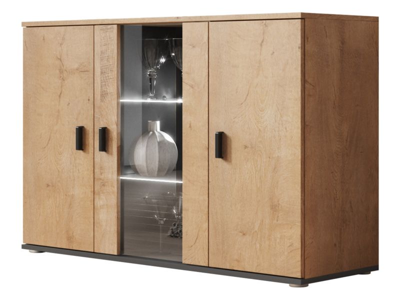 Komoda MIRJAN 24 Soho S-7 dąb lefkas + czarny 1 szt.