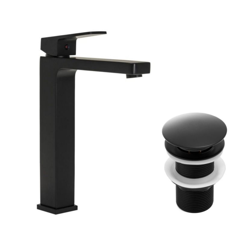 Zestaw Yoka Home bateria umywalkowa stojąca i korek klik-klak czarny - 1 szt.