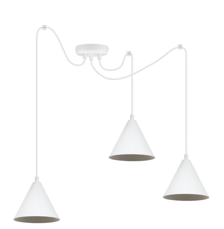 Lampa sufitowa wisząca Light Home LH Pająk Soho 3x E27 60W klosz 14cm biały 1szt.