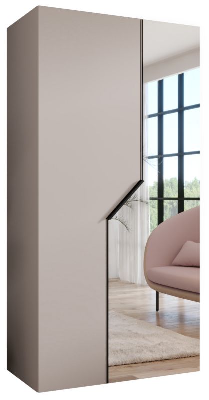 Szafa uchylna z lustrem otwierana Abiks ANDREW 2 100 wys 202 cm Kaszmir + Czarny 1 szt