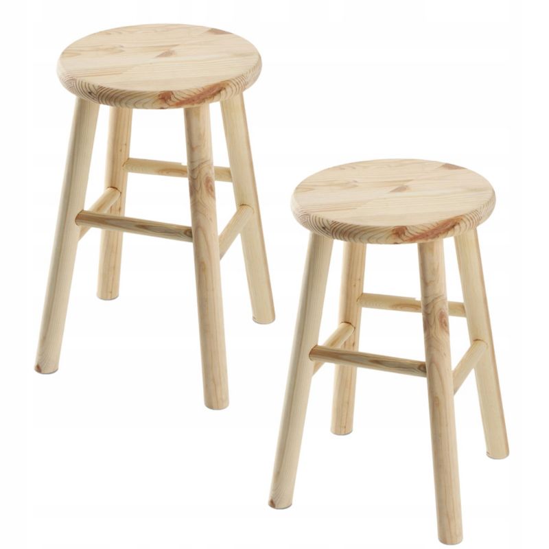 Taboret KADAX Drewniany Kuchenny Stołek Krzesło 46cm Solidny Taborety 2 szt.