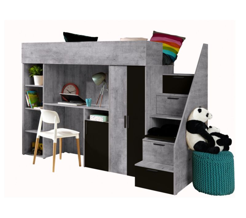 Łóżko piętrowe Antresola Abiks KONKRET 14 czarny 1 szt.
