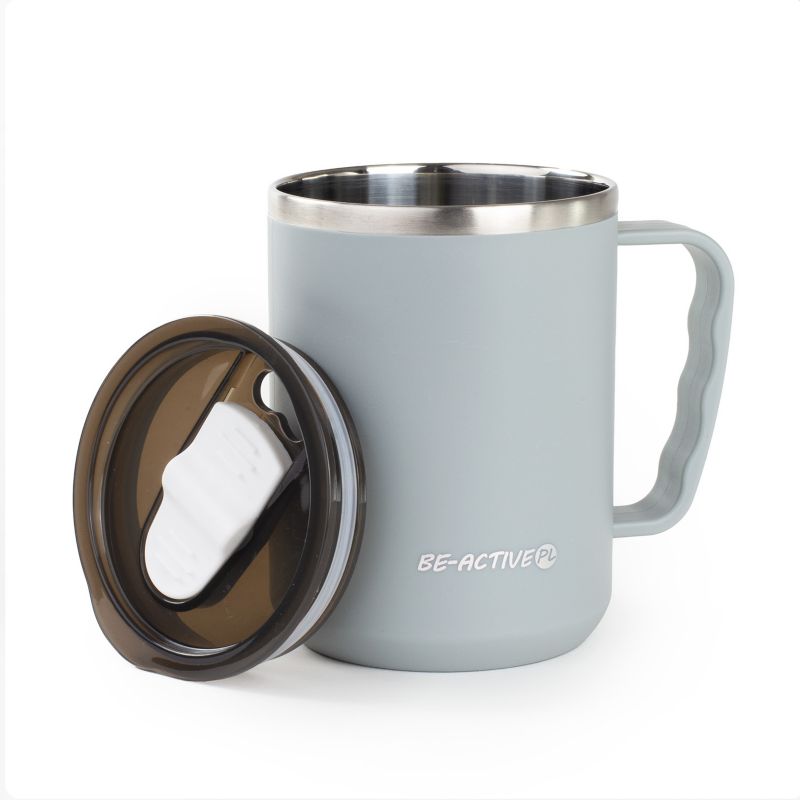Kubek termiczny Be-active.pl termos z rączką na kawę herbatę szary 450ml 1szt