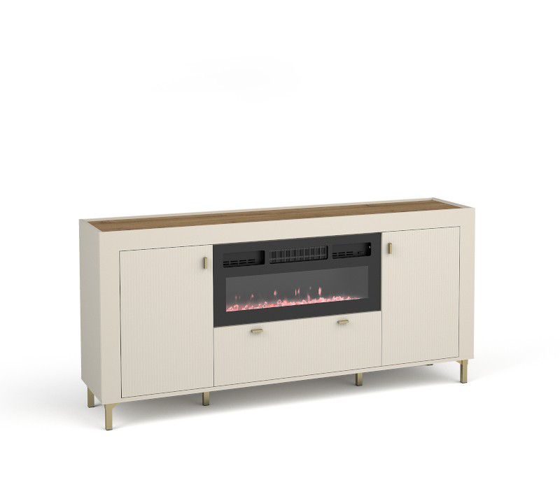 Komoda dwudrzwiowa z kominkiem Bettso Mossa kaszmirowy beż 1szt.