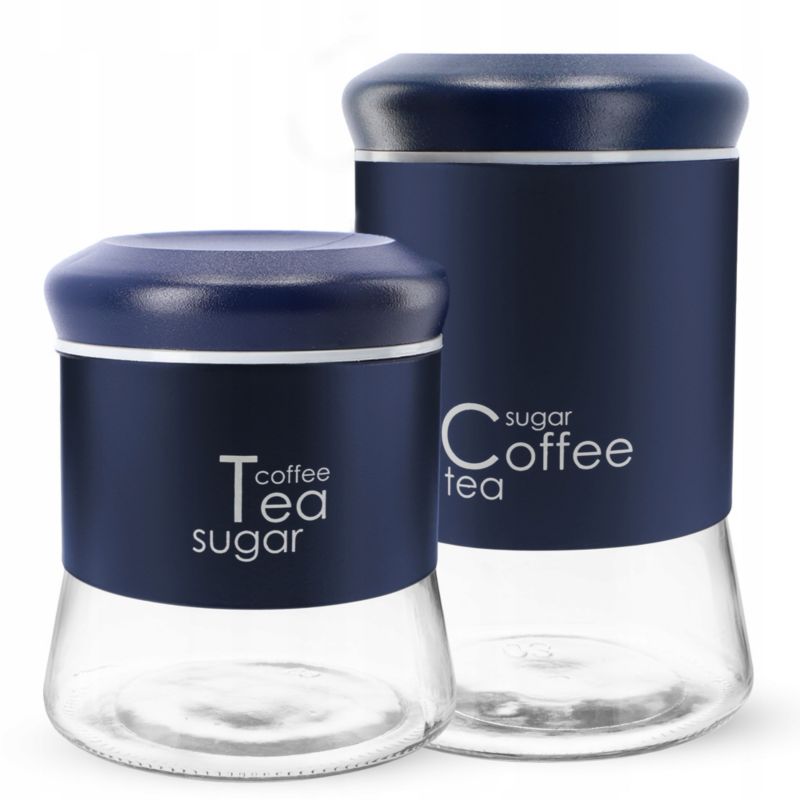 Pojemnik Na Kawę KADAX Herbatę Cukier Szklany Z Pokrywką Kuchenny 1L + 0,75L 1szt.