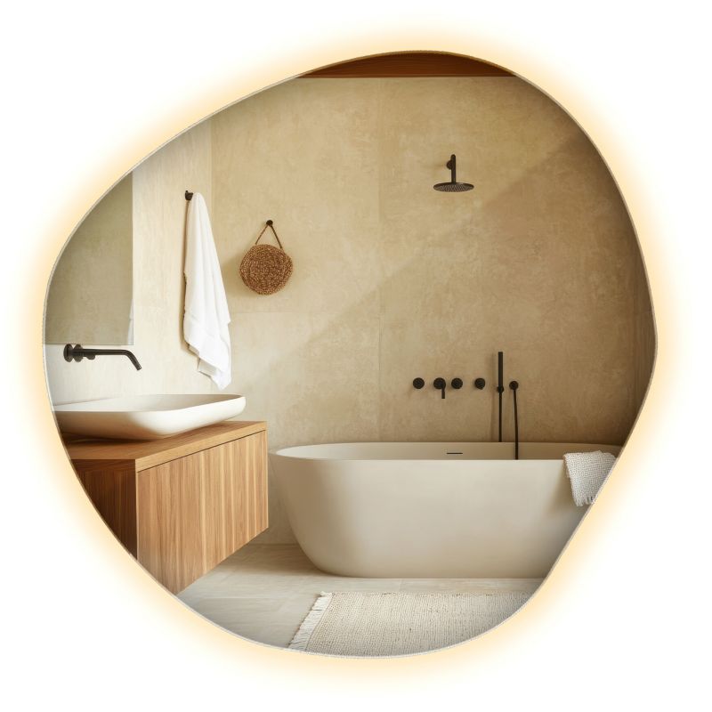 Lustro do Łazienki LED ArtPrintCave 87x86 cm Nowoczesne Nieregularne Ścienne Ciepłe 1 szt.