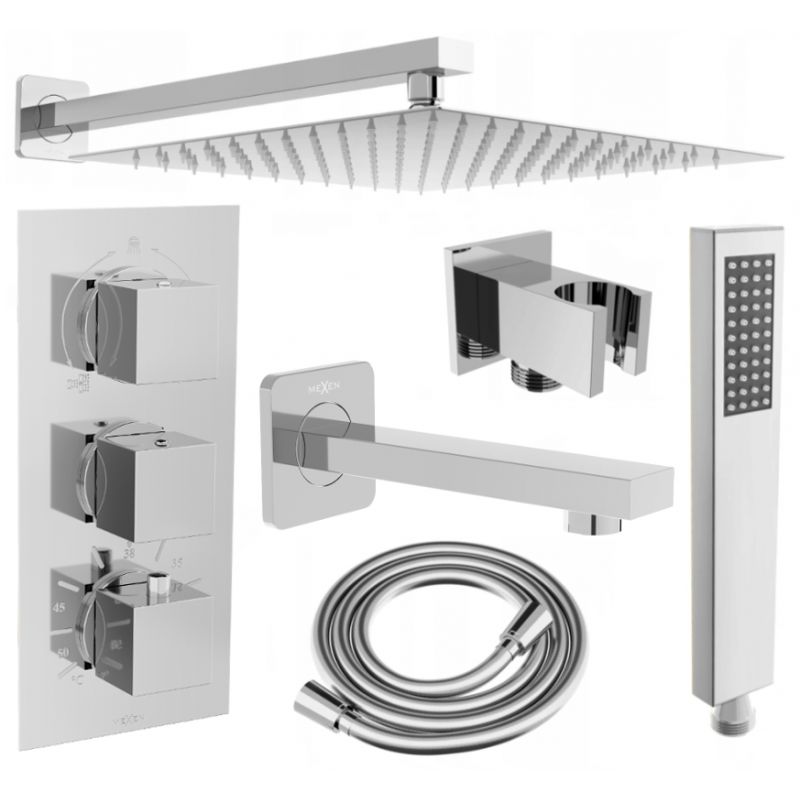 Zestaw wannowo-prysznicowy Mexen Cube chrom 30 cm 1 szt.