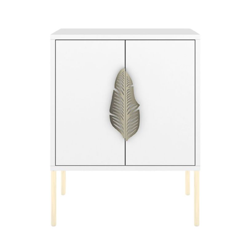 Biała szafka nocna Skandica MERLIN ze złotymi dodatkami 1 szt.