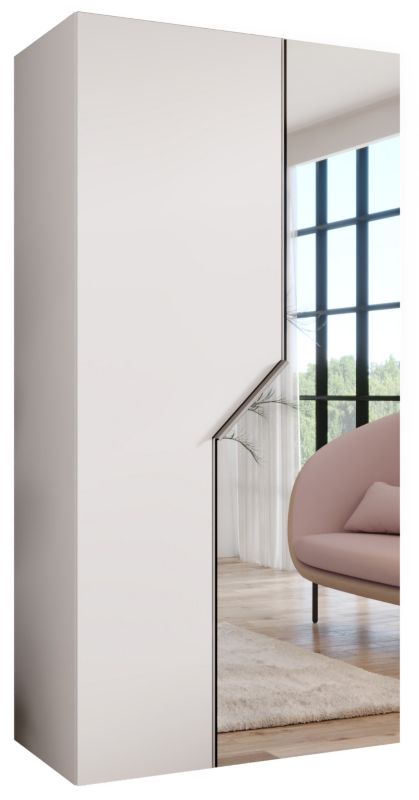 Szafa uchylna z lustrem otwierana Abiks ANDREW 2 100 wys 202 cm Biały + Kaszmir 1 szt