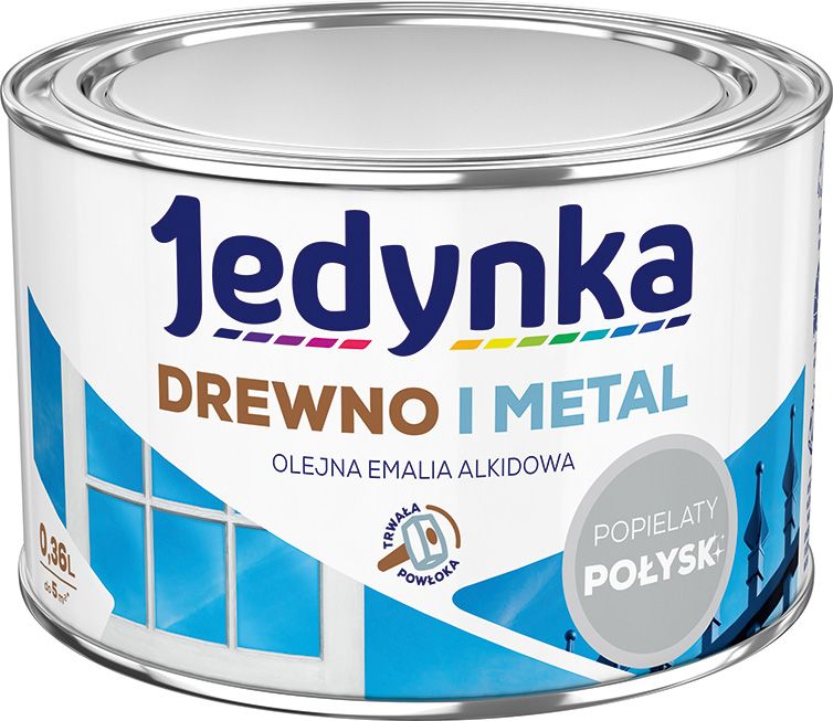 Emalia alkidowa Jedynka Drewno i Metal popielaty połysk 0,36 l