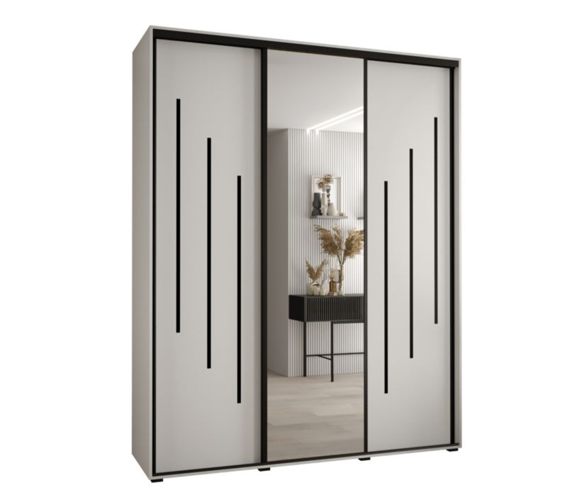 Szafa przesuwna Abiks DAVOS 9 wysoka szer.200cm gł.60cm biały/biały/czarny 1szt.