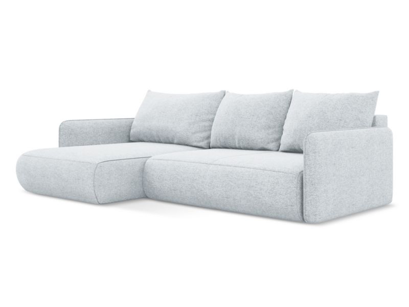 Narożnik lewostronny z funkcją spania LaMiaSofa PALERMO z tkaniny szenilowej 240x148 cm jasny niebieski 1 szt.