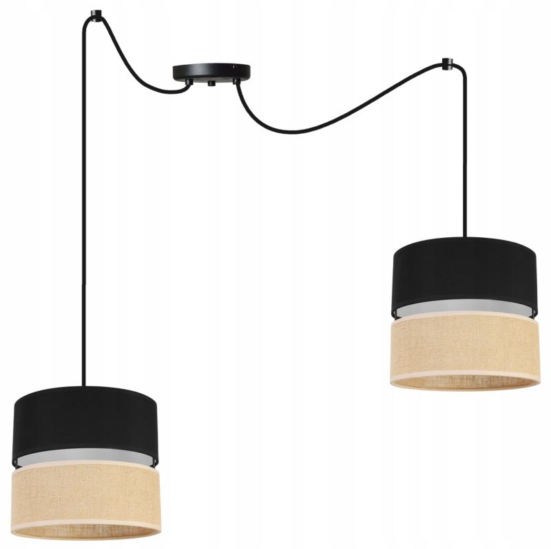 Lampa sufitowa wisząca Light Home LH Juta Pająk 2x E27 60W abażur 20cm tkanina czarny 1szt.