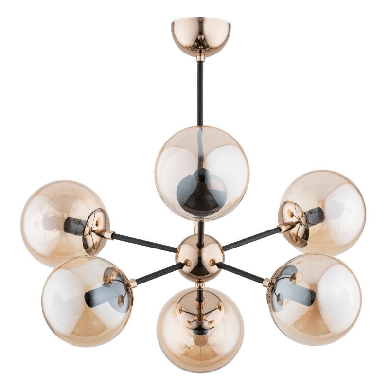 Lampa wisząca Alfa Sandy złoto-czarna-bursztynowy wym: 56 x 63 x 63 cm 6xE14 x 10W 1 szt.