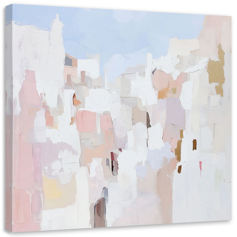 Obraz na płótnie Feeby Abstrakcja Pastelowe Plamy Różowy Niebieski 40x40cm 1szt