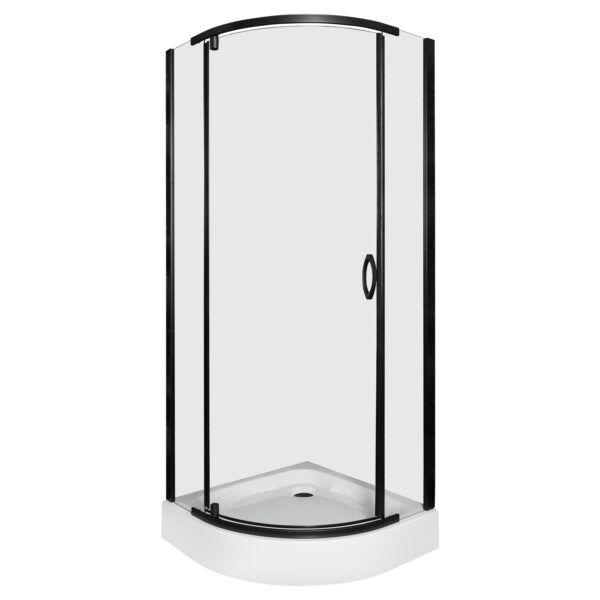 Kabina prysznicowa Kerra Splash BL 90x90 cm szkło z brodzikiem transparentne profile czarne uchylna 1 szt.