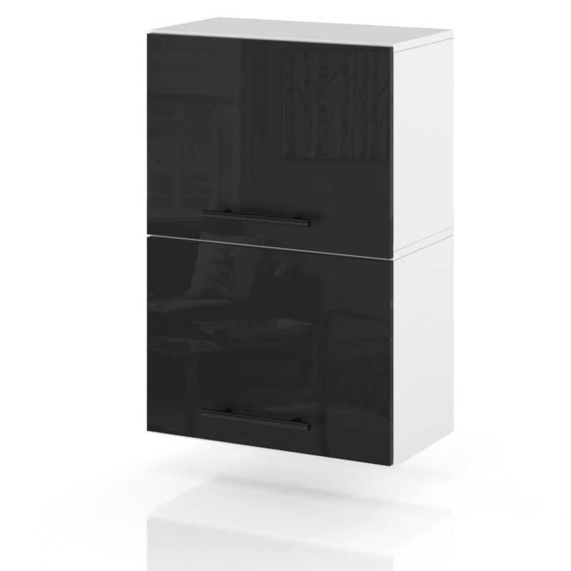 Szafka Kuchenna Hurtownia-Mebli Wisząca Klapowa W45K sPremium 45cm Biały Mat Czarny Połysk 45x32x72 cm 1szt.