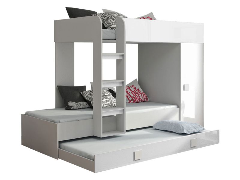 Łóżko piętrowe MIRJAN 24 Toledo 2 biały połysk + uchwyty białe 1 kpl.