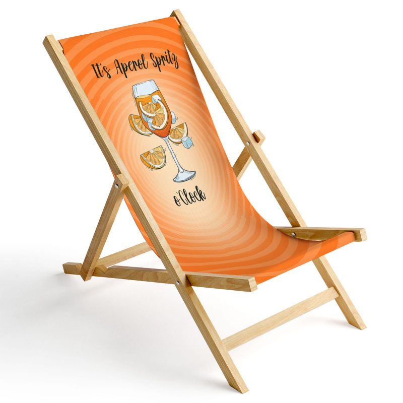 Leżak ogrodowy Ferocity drewniany składany Aperol Spritz o'clock 1 szt.