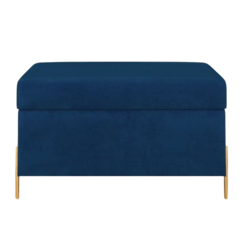 Granatowa tapierowana ławka Dancan BORGO z pojemnikiem 1 szt.