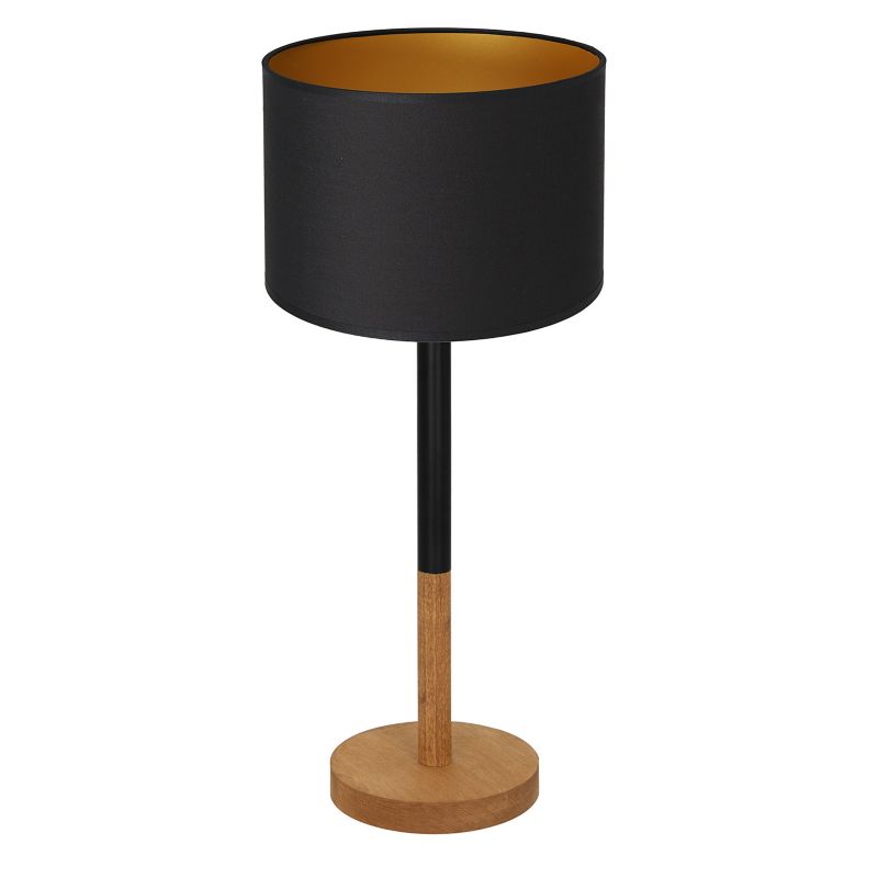 Lampka stołowa Luminex Table Lamps czarny mat-jasne drewno-złota drewniana 1 x E27 x 15W IP20 wym: 56 x 25 x 25 cm drewno - 1 szt.