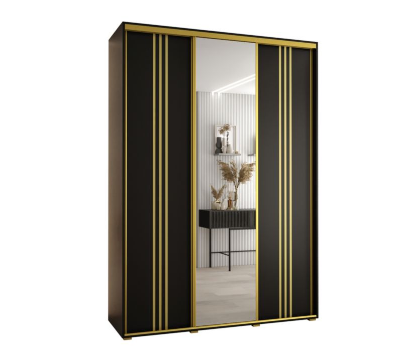 Szafa przesuwna Abiks DAVOS 7 wysoka szer.180cm gł.60cm czarny/czarny/złoty 1szt.