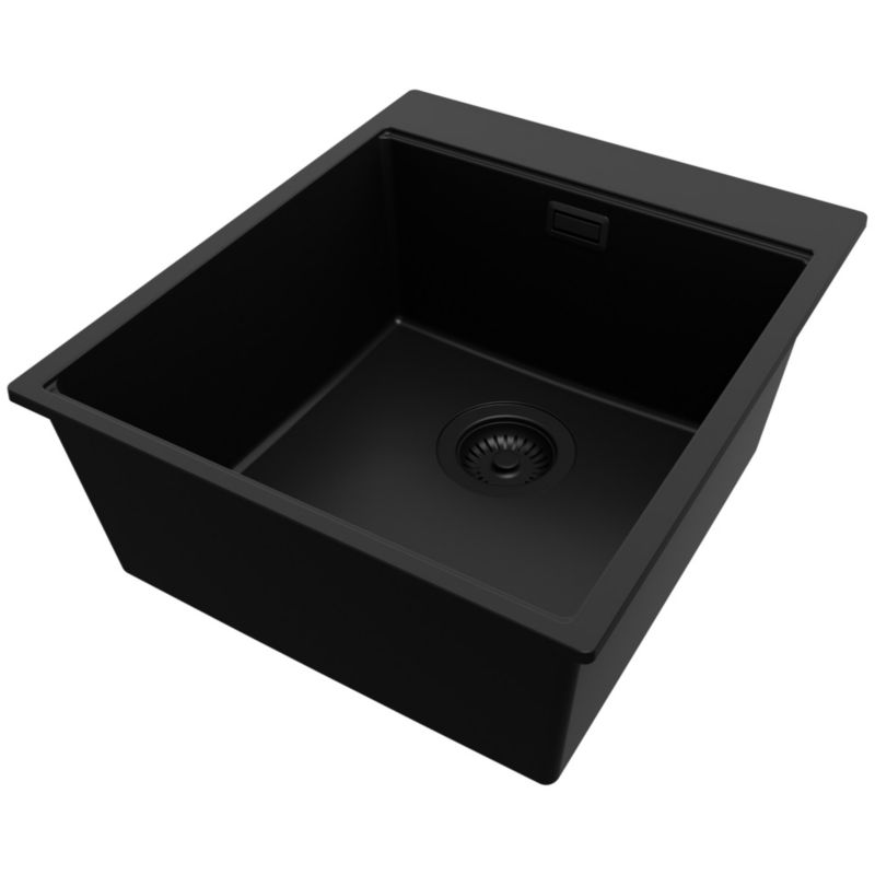 Zlewozmywak Oslo PRIMAGRAN Nablatowy 43x50cm do szafki od 45cm z Syfonem Cały Czarny 1 szt.