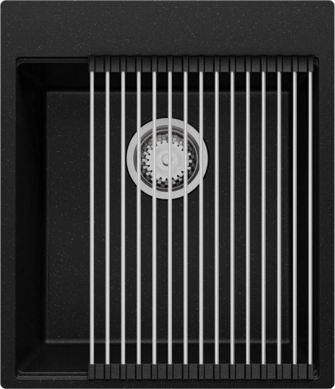 Zlewozmywak Oslo PRIMAGRAN Nablatowy 43x50cm do szafki od 45cm z Syfonem i Dodatkiem Czarny Metalik 1 szt.