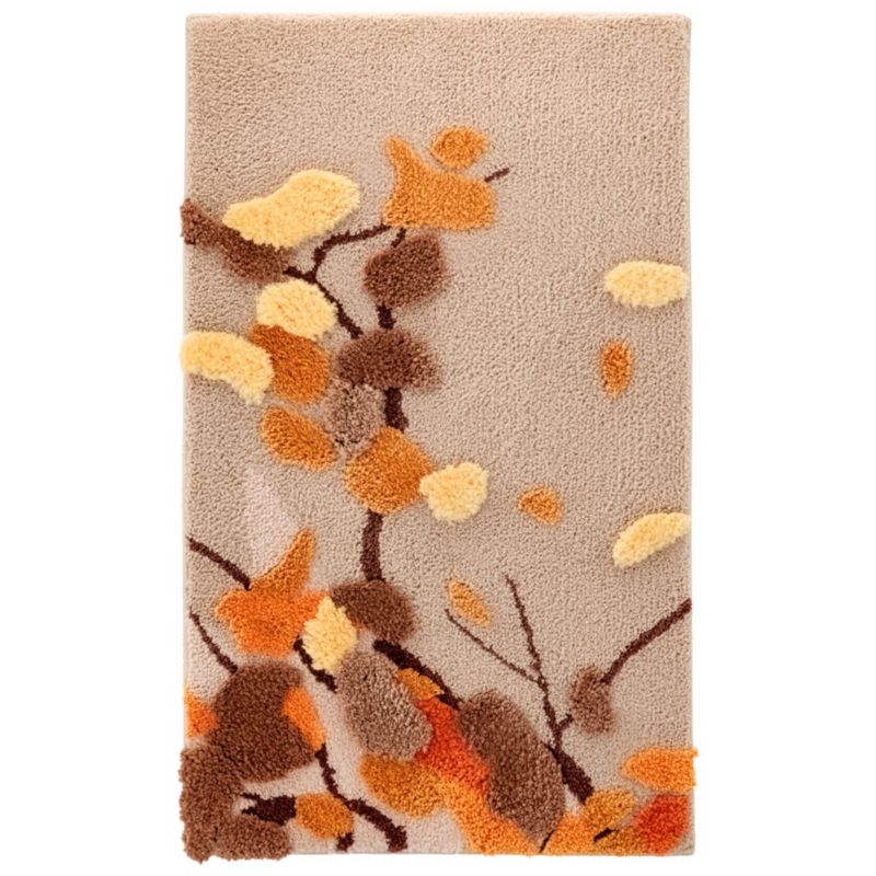 Dywanik łazienkowy Shaggy 3D Gaia e-floor 50x80 cm roślinny beżowy 1 szt