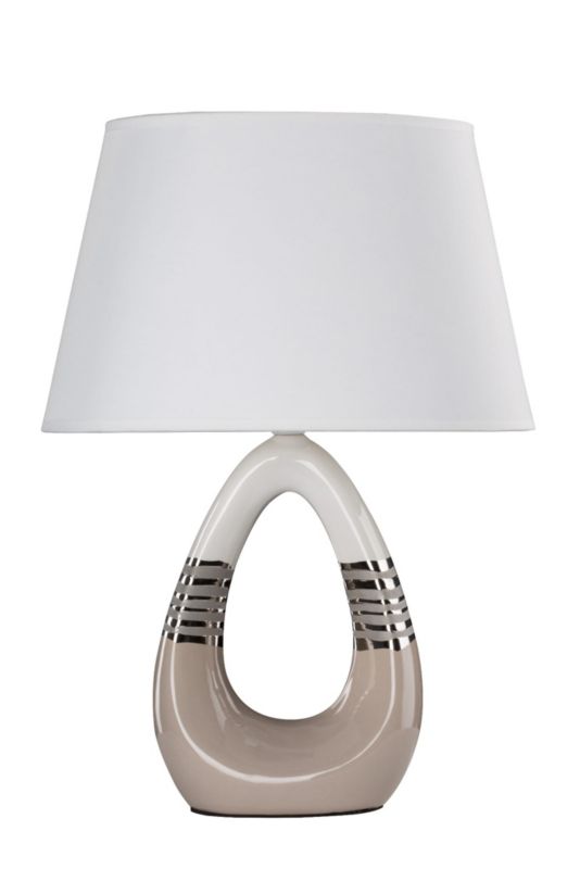 Lampa stołowa Candellux Romano beżowo-biała 1 x E27 x 60W IP20 wym: 44 x 31 x 20 cm tkanina - 1 szt.