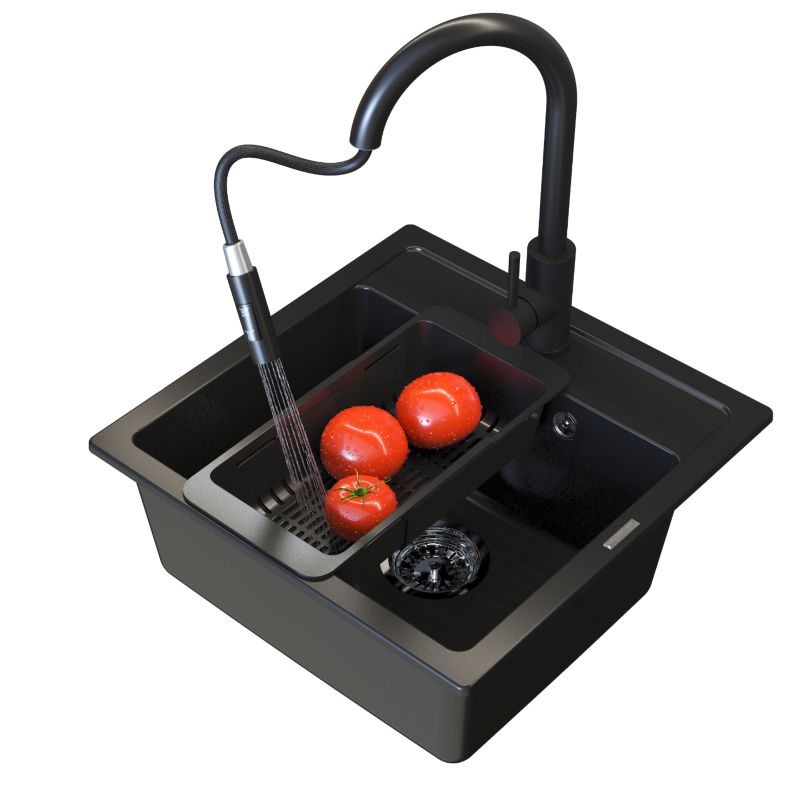 Zlewozmywak Granitowy Jednokomorowy Granitan Malmo z Syfonem, Baterią Loseto i Koszykiem 1kpl.