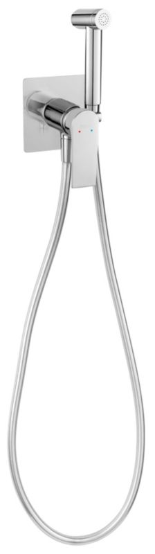 Bateria bidetowa podtynkowa Ferro Algeo Square z rączką prysznicową, system auto-stop, chrom, 1 szt.